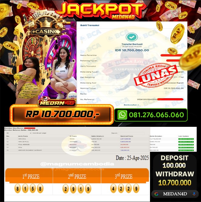 BUKTI JP MEDAN4D – 25 APRIL 2025 – MAGNUM CAMBODIA POOLS