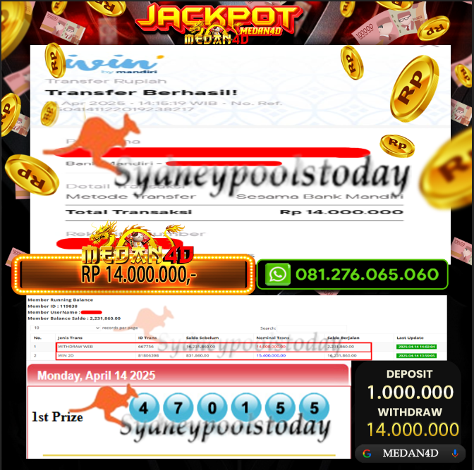 BUKTI JP MEDAN4D – 14 APRIL 2025 
