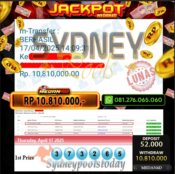 BUKTI JP MEDAN4D – 17 APRIL 2025 