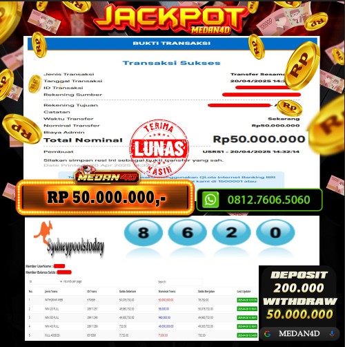 BUKTI JP MEDAN4D – 20 APRIL 2025 