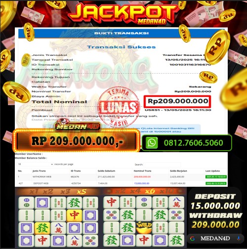 BUKTI JP MEDAN4D – 13 MEI 2025 
