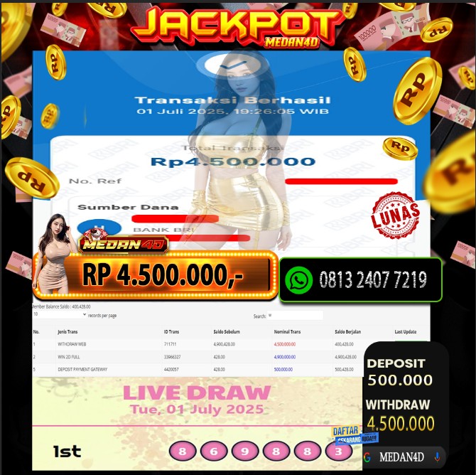 BUKTI JP MEDAN4D – 01 JULI 2025 