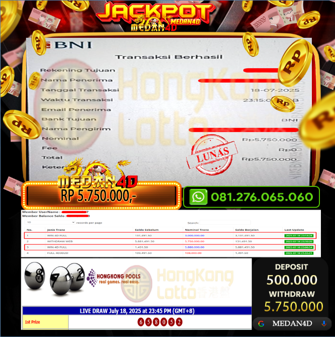 BUKTI JP MEDAN4D – 18 JULI 2025 
