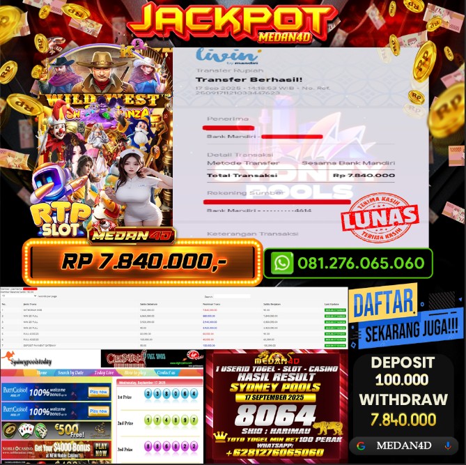 BUKTI JP MEDAN4D – 17 SEPTEMBER 2025 