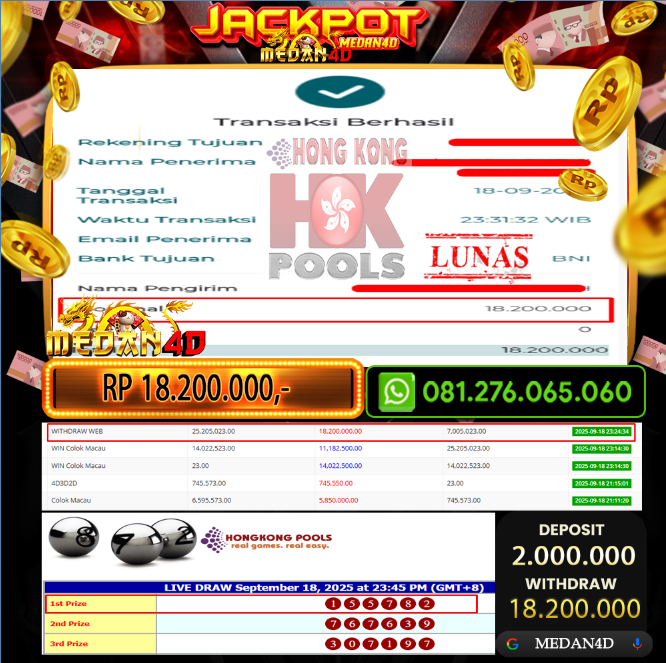 BUKTI JP MEDAN4D – 18 SEPTEMBER 2024 