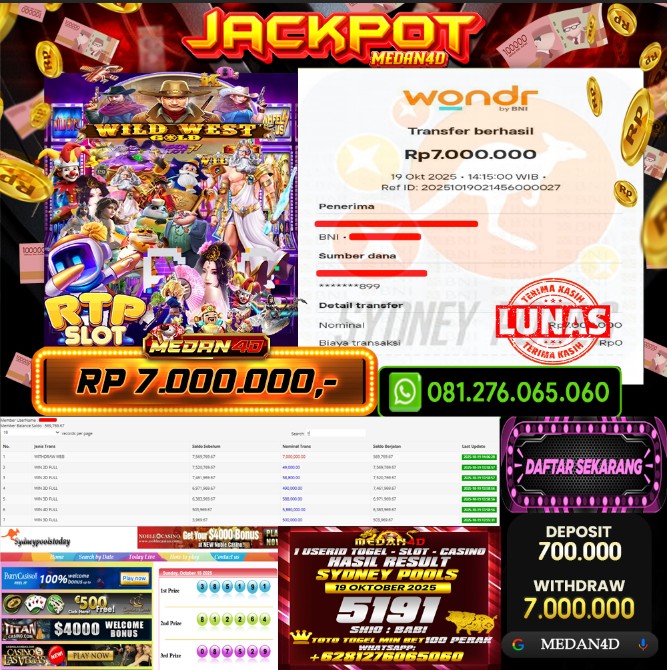 BUKTI JP MEDAN4D –  19 OKTOBER 2025 