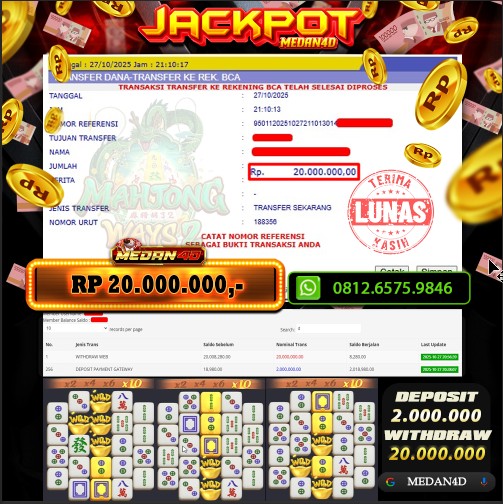 BUKTI JP MEDAN4D –  27 OKTOBER 2025 