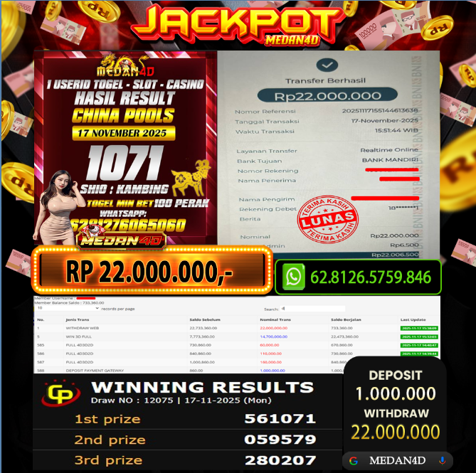 BUKTI JP MEDAN4D –  17 NOVEMBER 2025 