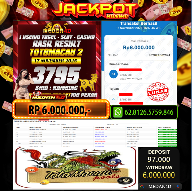 BUKTI JP MEDAN4D –  17 NOVEMBER 2025 